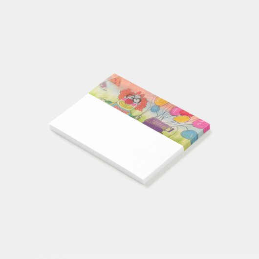 Sonniger Clown mit Balloons Post-it Klebezettel (angewinkelt)