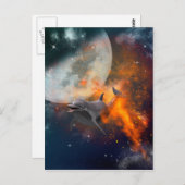 Sonniger Delphin im Universum Postkarte (Vorne/Hinten)