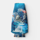 Sonniger Delphin springt von Herzen Flaschenkühler (Vorderseite)