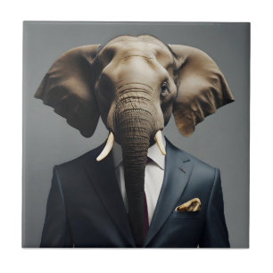 Sonniger Elefant im Anzug Fliese