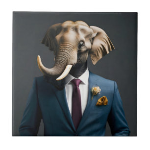 Sonniger Elefant im Anzug Fliese