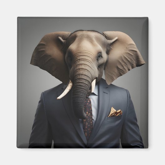 Sonniger Elefant im Anzug Magnet (Vorne)