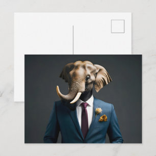 Sonniger Elefant im Anzug Postkarte