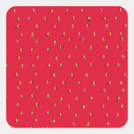 Sonniger Erdbeerhintergrund rot Quadratischer Aufkleber