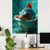 Sonniger Fisch im Bad Poster (Heimbüro)