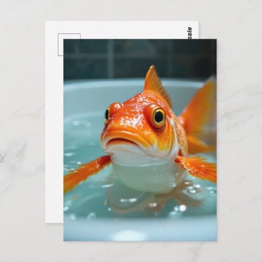 Sonniger Fisch im Bad Postkarte (Vorne/Hinten)