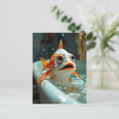 Sonniger Fisch im Bad Postkarte (Stehend Vorderseite)