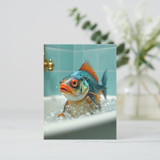 Sonniger Fisch im Bad Postkarte (Stehend Vorderseite)
