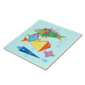 Sonniger Fisch mit Blasen Fliese (Seite)