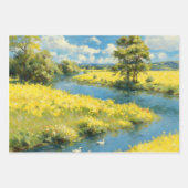 Sonniger Fluss & Gelbe Wildblumenwiese Geschenkpapier Set (Vorderseite 3)