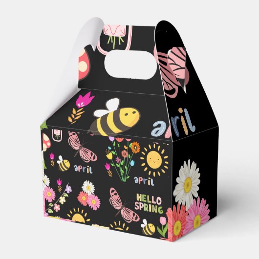 Sonniger Frühling bläst Blumendesign mit zitternde Geschenkschachtel (Rückseite)