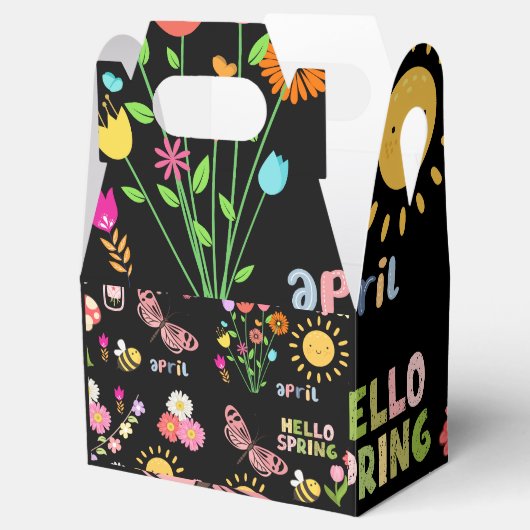 Sonniger Frühling bläst Blumendesign mit zitternde Geschenkschachtel (Geöffnet)