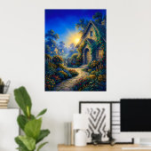 Sonniger Garten bei Tagesanbruch Poster (Heimbüro)