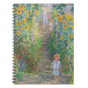 Sonniger Gartenweg mit Kindern Notizbuch Notizblock