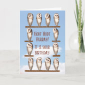 Sonniger Geburtstag, neugierige Eulen Karte (Vorderseite)