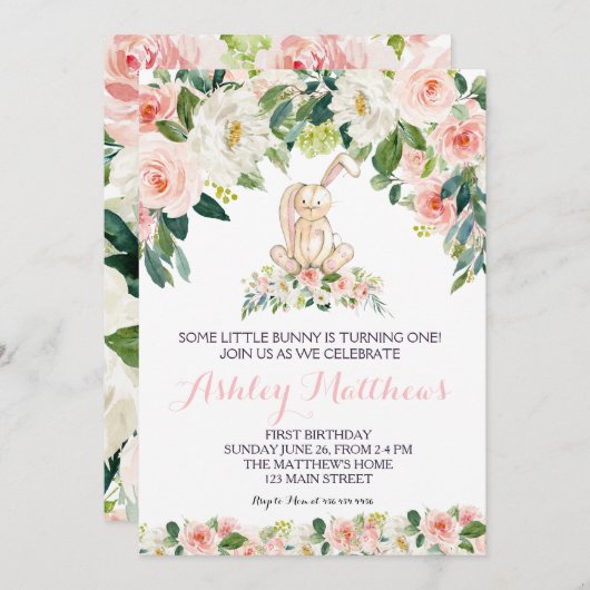 Sonniger Geburtstag pink Schöne Blumenladen, Einladung (Vorne/Hinten)