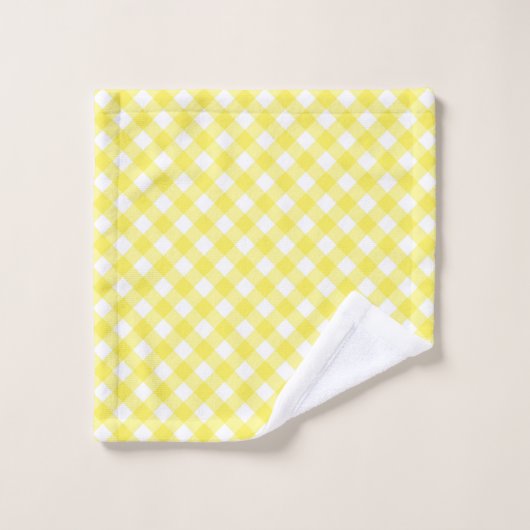 Sonniger gelber Gingham Badhandtuch Set (Waschlappen)
