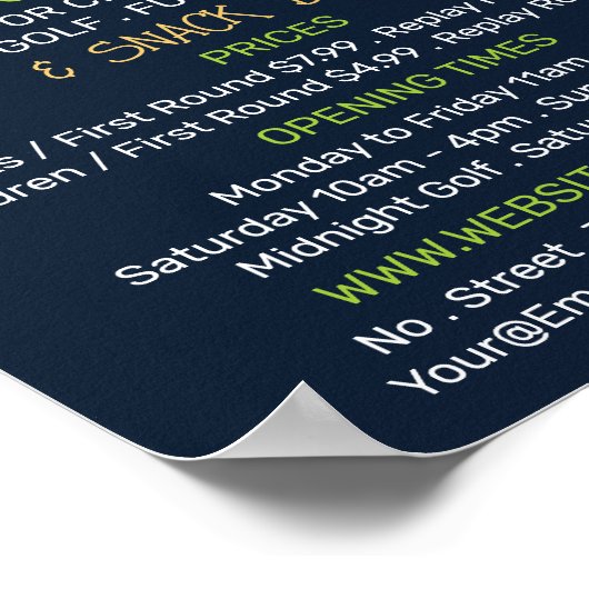 Sonniger Golfplatz, Mini-Golfplatz Werbung Poster (Ecke)