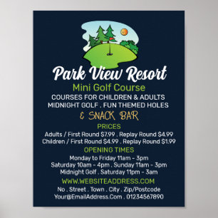 Sonniger Golfplatz, Mini-Golfplatz Werbung Poster