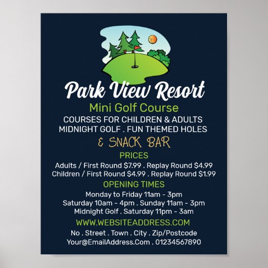 Sonniger Golfplatz, Mini-Golfplatz Werbung Poster (Vorne)