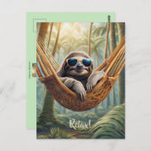 Sonniger Hang mit Sonnenbrille in einer Hängematte Postkarte (Vorne/Hinten)