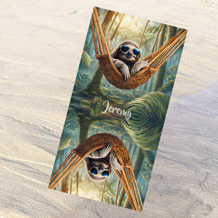 Sonniger Hang mit Sonnenbrille in einer Hängematte Strandtuch