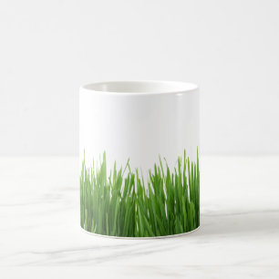 Sonniger hellgrüner Grasphotographiedruck Kaffeetasse