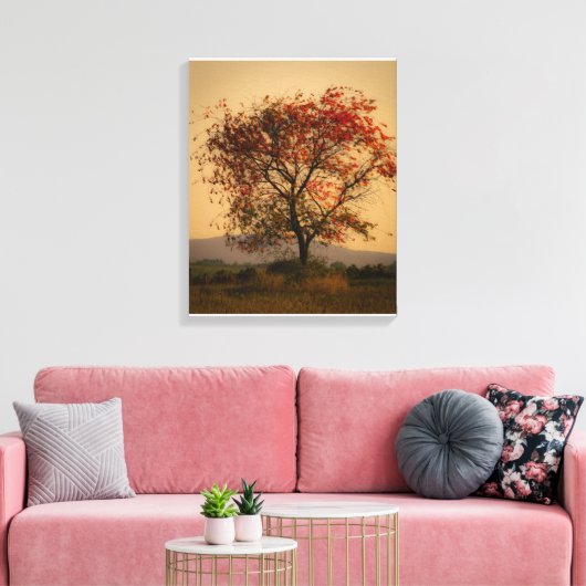 Sonniger Herbstbaum bei Dämmerung Leinwanddruck (Insitu (Wohnzimmer))