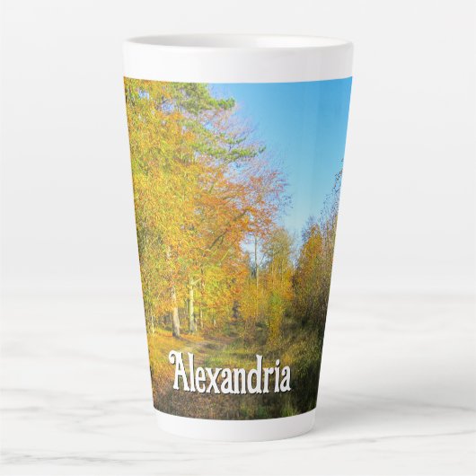 Sonniger Herbstwald - Grosser Personalisierter Milchtasse (Vorderseite)