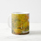 Sonniger Herbstwald - Personalisiert Kaffeetasse (Vorderseite Links)