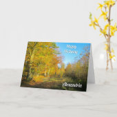 Sonniger Herbstwald - Personalisierte Geburtskarte Karte (Gelbe Blume)