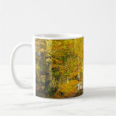 Sonniger Herbstwald - Personalisierter Erntedank Kaffeetasse (Links)