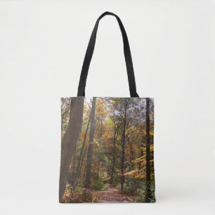 Sonniger Herbstweg im Laurel Hill State Park Tasche