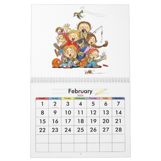 Sonniger Kalender für Kinder - Blaue Kinderkalende (Feb 2026)