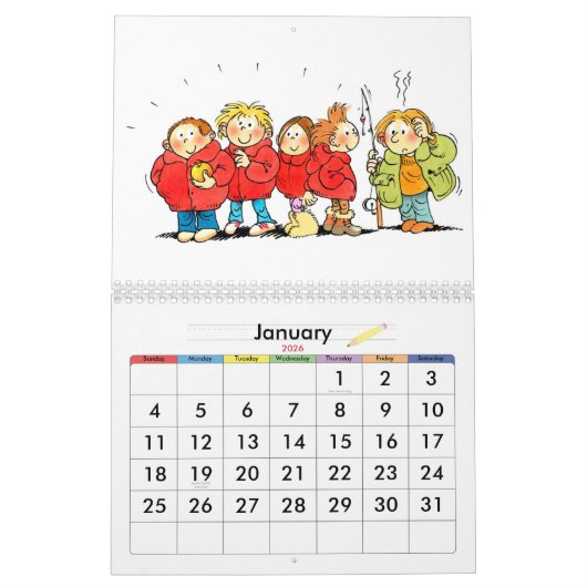 Sonniger Kalender für Kinder - Blaue Kinderkalende (Jan 2026)