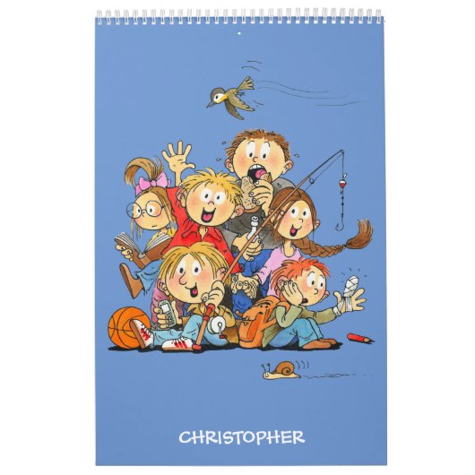 Sonniger Kalender für Kinder Personalisiert blau (Titelbild)