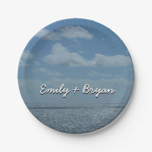 Sonniger karibischer Ozean Pappteller