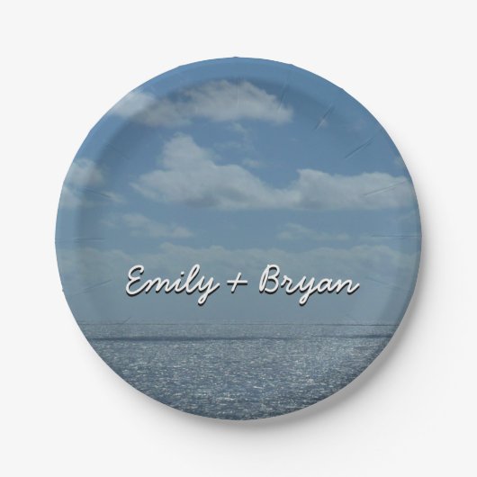 Sonniger karibischer Ozean Pappteller (Vorderseite)