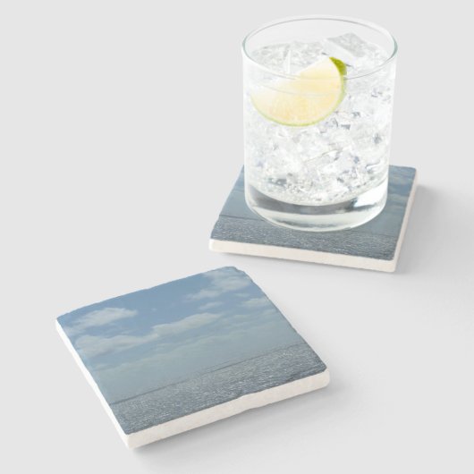 Sonniger karibischer Ozean Steinuntersetzer (Seitenansicht)