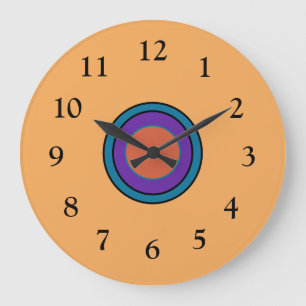 Sonniger Lemon/Gold mit Lila Zentrum Cerice Große Wanduhr