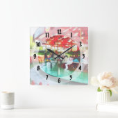 Sonniger Nachmittag am Karussell Quadratische Wanduhr (Zuhause)