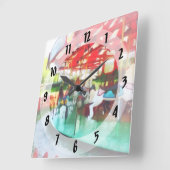Sonniger Nachmittag am Karussell Quadratische Wanduhr (Winkel)