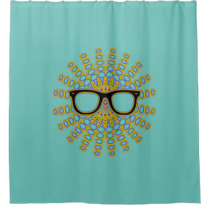 Sonniger Nerd Brille + Ihr Backgr. Ideen Duschvorhang