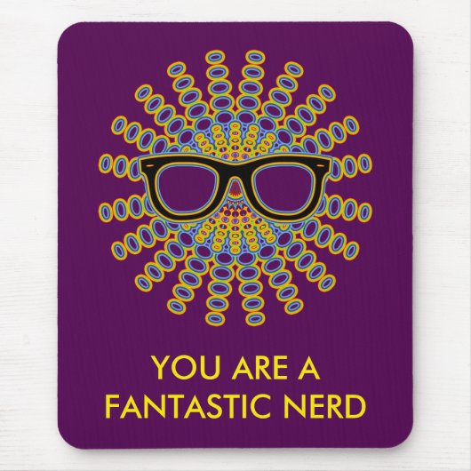 Sonniger Nerd Brille + Ihr Backgr. Ideen Mousepad (Vorne)