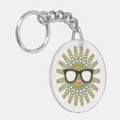 Sonniger Nerd Brille + Ihr Backgr. Ideen Schlüsselanhänger (Vorderseite links)