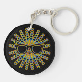 Sonniger Nerd Brille + Ihr Backgr. Ideen Schlüsselanhänger (Rückseite)