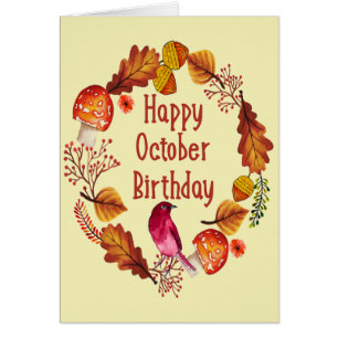 Sonniger Oktober Monat Geburtstag Herbst Blätter