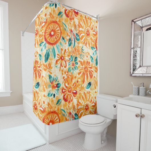 Sonniger orangefarbener Duschvorhang (Beispiel)