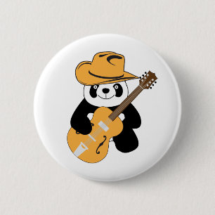 Sonniger Panda mit Gitarre Button