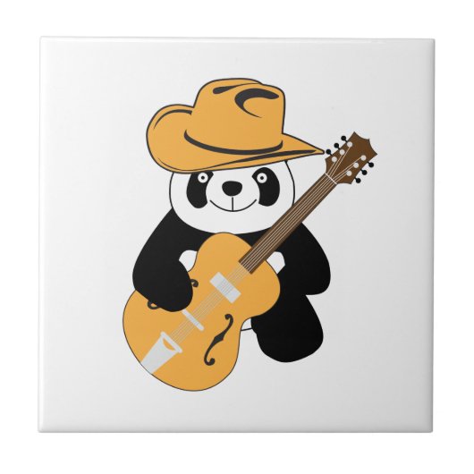 Sonniger Panda mit Gitarre Fliese (Vorderseite)